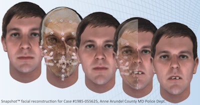 Snapshot facial reconstruction for Anne Arundel County cold case. (Image: Parabon NanoLabs)