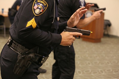 Officers are trained to move into their stance before reaching for their guns.