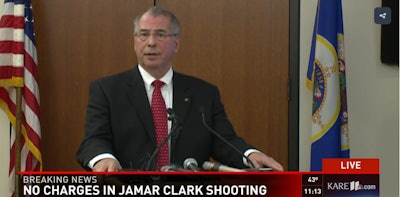 Hennepin County Attorney Mike Freeman this morning explained why officers were justified in the November shooting and killing of Jamar Clark. (Photo: Screen shot from live coverage of news conference by KARE TV)