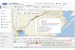 This screen shot from Telogis Ford Telematics shows some of the information that the system captures. (Photo: Telogis)