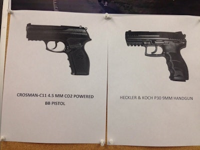 Roanoke County police used this side-by-side comparison to show how realistic the BB gun carried by Kionte DeShaun Spencer appeared to officers. (Photo: Roanoke County PD)