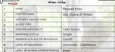 An ISIS defector turned over the records on thousands of terrorists and their contacts to Britain's Sky News. (Photo: Screen shot from Sky News video)