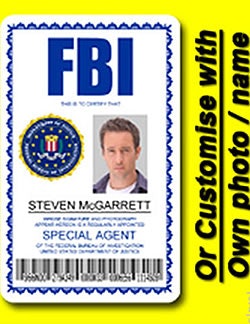 This fake FBI Identification Card is offered on eBay with the option of the buyer’s own name and photo.