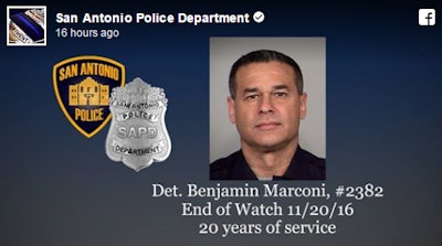 Detective Benjamin Marconi was ambushed and killed while writing a traffic ticket in his car outside of San Antonio Police headquarters. (Photo: San Antonio PD/Facebook)