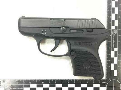 Authorities at Taiwan Taouyan International Airport took this photograph of the handgun a Santa Monica PD officer reportedly brought into the country in her carry-on luggage. (Photo: Taiwan Taouyan International Airport)