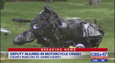 St. Johns County, FL, deputy Deputy Tony Deleo was seriously injured in an on-duty crash Friday. His injuried are said to be non life-threatening. (Photo: ActionNewsJax screenshot)