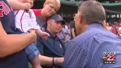 Vermont State Trooper Dan Marcellus was honored at Fenway Park Saturday night. The trooper has terminal cancer. (Photo: ABC22 Screenshot)