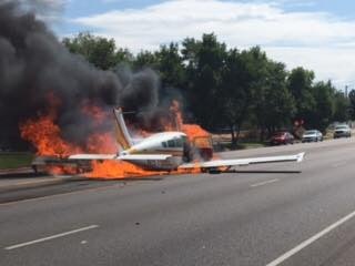 The pilot walked away from this fiery crash in Roy, UT, with the assistance of an off-duty Ogden officer. (Photo: Ogden PD/Facebook)