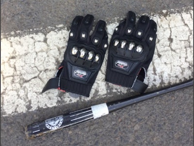 Portland police officers confiscated these hard knuckle gloves from Antifa protesters during Sunday's march. (Photo: Portland Police Bureau/Twitter)
