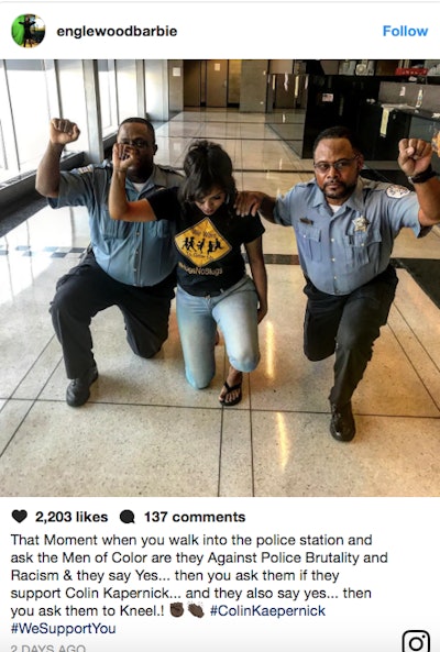 Two Chicago officers face reprimand for political activity on duty after this image was posted on social media. (Photo: Instagram)