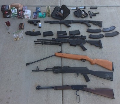 These guns were recovered from the home of 43-year-old Benjamin Chavez, who's accused of shooting at Pueblo County, CO, deputies.