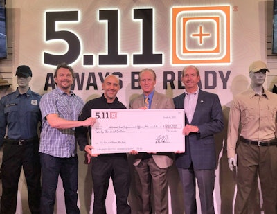 (Pictured left to right) 5.11's Vice President of Global Marketing, Willem Driessen; 5.11's President, Francisco Morales; National Law Enforcement Officers Memorial Fund President and CEO, Craig Floyd; and National Law Enforcement Officers Memorial Fund Chief Operating Officer, Dave Brant. (Photo: 5.11 Tactical)