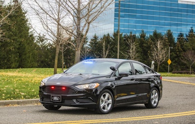 The Ford Special Service Plug-In Hybrid Sedan was designed for police operations that do not require pursuit-rated vehicles. It can be driven up to 21 miles with no fuel. (Photo: Ford)