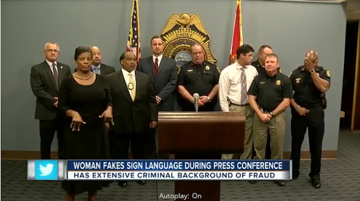 Video: Phony Interpreter Uses Fake Sign Language at FL Police Press