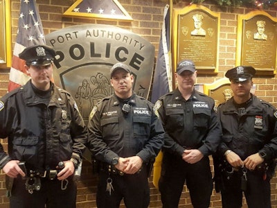 The The Port Authority Police Department officers involved in apprehending a terror suspect in New York City Dec. 11, 2017. L to R: Sean E. Gallagher, Drew M. Preston, John F. (Jack) Collins, Anthony J. Manfredini (Photo: Port Authority PD)