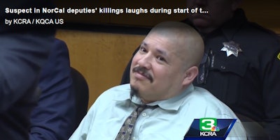Luis Bracamontes is facing charges of murder in the killings of two Northern California deputies. Yesterday in court he laughed and smiled as prosecutors detailed the crime. (Photo: KCRA Screen Shot)
