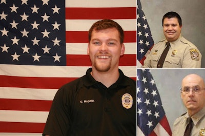 The GBI has released the names of the three officers shot in Friday's Henry County, GA, shooting: Fallen Locust Grove Officer Chase Maddox, Henry County Sheriff's Deputies Michael D. Corley (pic 2), and Ralph Sidwell 'Sid' Callaway (pic 3). Photo: GBI/Twitter