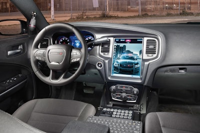 Dodge offers a built-in dash display system, Uconnect, to take the place of a laptop in the Charger's driver area. Photo: FCA