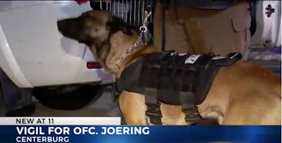 K-9 Sam attended the vigil for his fallen handler, Officer Eric Joering. (Photo: WKRN TV)