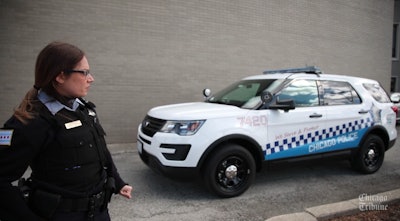 The Chicago Police Department is rolling out the first of its new 2018 Ford Police Interceptors adorned with Officer Jennifer Jacobucci's award-winning design. (Photo: Chicago Tribune video screenshot)