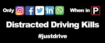 Stalker Radar encourages everyone to discuss the dangers of distracted driving with family, friends, and neighbors, and to share all #justdrive posts on social media. (Image: Stalker)