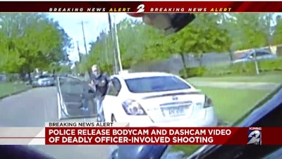 Saavedra then pointed a gun at the officer, police said, which was seen from multiple angles on dashcam and bodycam videos that were released by authorities. (Photo: click2houston screenshot)