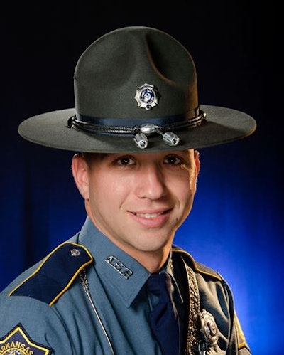 Arkansas Trooper Kyle Sheldon was shot Sunday night at a traffic stop. His wound is reportedly not life threatening. A suspect is in custody. (Photo: Arkansas State Police)