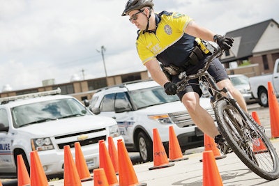 Aspiring bicycle officers must pass written and on-bike tests. Photo: South Carolina Department of Public Safety
