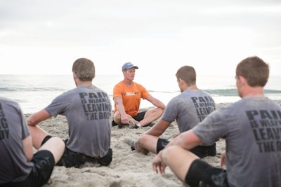 Mark Divine of SEALIFT leads athletes through a breathing and meditation exercise. (Photo: Mark Divine)