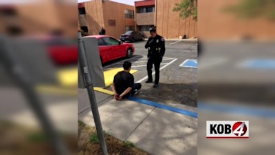 A rookie Albuquerque officer caught a homicide suspect on her first day on patrol. Photo: KOB4 screenshot.