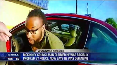 Before seeing the video, Councilman La'Shadion Shemwell had claimed he was racially profiled. But then he saw the footage of the traffic stop. Photo: Fox 4 News screenshot