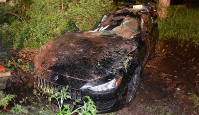 Officers Colangelo and Martinez were not wearing seatbelts and were ejected from the front seats of the rental Maserati. (Photo: New York State Police)