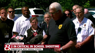 Kevin Jowitt, Noblesville police chief, gives a statement on the Friday school shooting.