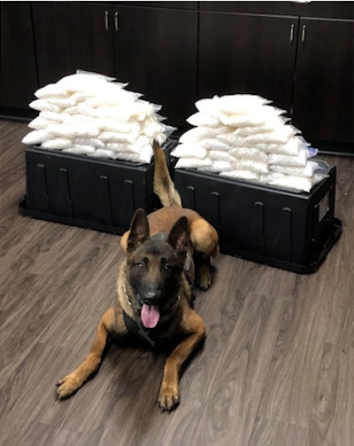 West Covina, CA, K-9 Rye made a huge score his first day on the job. (Photo: West Covina PD)