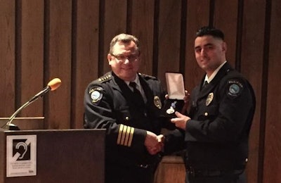 Pacifica, CA, police officer Joseph Gomez received a lifesaving award this week for his actions at the YouTube shooting. (Photo: Pacifica PD)