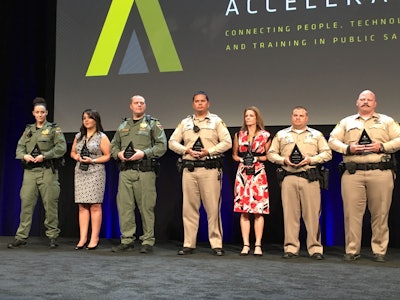 Axon today announced the winners of the 2018 Axon RISE Awards, seven members of the Las Vegas Metropolitan Police Department. (Photo: Leslie Pfeiffer)