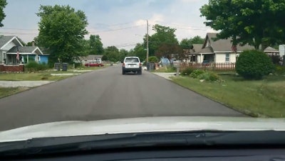 View from the vehicle of a civilian driver who pursued a suspect in a fatal hit-and-run last week.