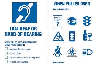The NYPD is sending visor cards to deaf and hard of hearing motorists to facilitate better contacts with officers. (Photo: NYPD)