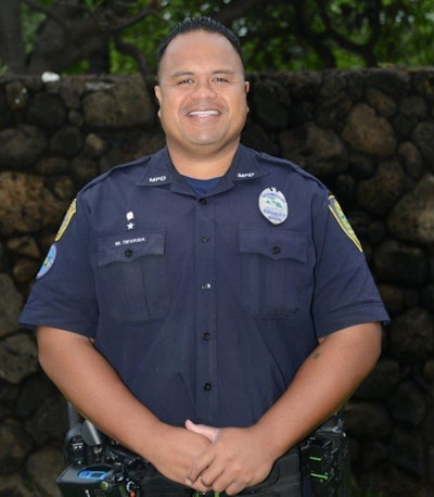 Officer Marvin Tevaga of the Maui Police Department has been named the Floyd Ledbetter National School Resource Officer of the Year. Image courtesy of NASRO.