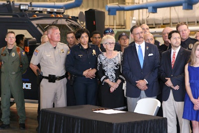Wednesday afternoon Phoenix Police Chief Jeri Williams joined Mayor Thelda Williams, Fire Chief Kara Kalkbrenner, and others as Governor Ducey signed a new first responder PTSD bill into law. (Photo: Facebook)