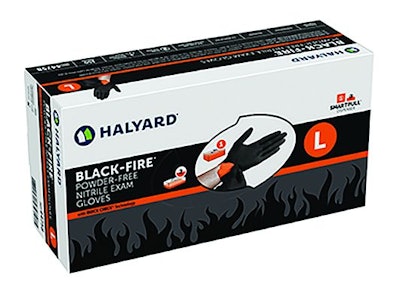 Halyard Health's new fentanyl-resistant Black-Fire Nitrile Exam Gloves (Photo: Halyard Health)