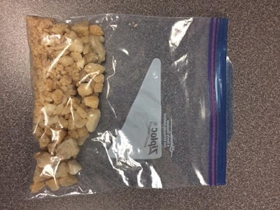 Portland (OR) police seized more than a pound of MDMA from a man who crashed his car into a police vehicle. Image Courtesy of PPD.