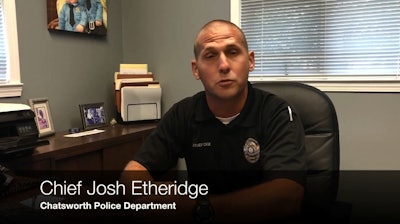 Screen grab taken from video of Chief Josh Etheridge explaining the actions of one of his officers who deployed a TASER on an 87-year-old woman holding a knife.