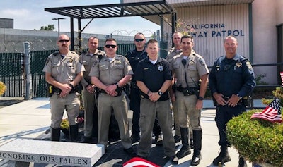 Officer Martin Lendway (in the center of the picture in a blue polo shirt) was struck by a DUI driver in January. He is now recovering from his injuries. CHP Contra Costa / Facebook.