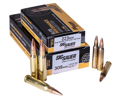 SIG 223 Rem and 308 Win full metal jacket (FMJ) rounds for training. Photo: SIG Sauer