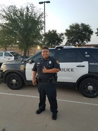 The Fort Worth (TX) Police Department announced on its Facebook page that Officer Xavier Serrano — who was shot while responding to a call of shots fired two years ago — has returned to duty. Image courtesy of DPD / Facebook.