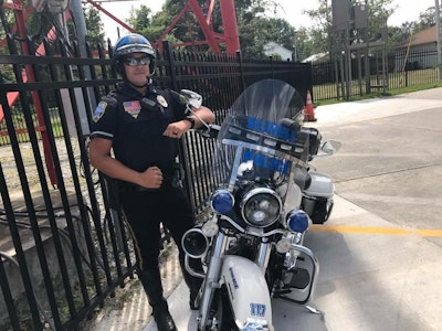 Officer Jason Seals was participating in the funeral escort on his patrol motorcycle when a vehicle unexpectedly pulled out in front of him, causing him to strike the vehicle and be ejected from his motorcycle, the Slidell (LA) Police Department said on Facebook. Image courtesy of Slidell PD / Facebook.