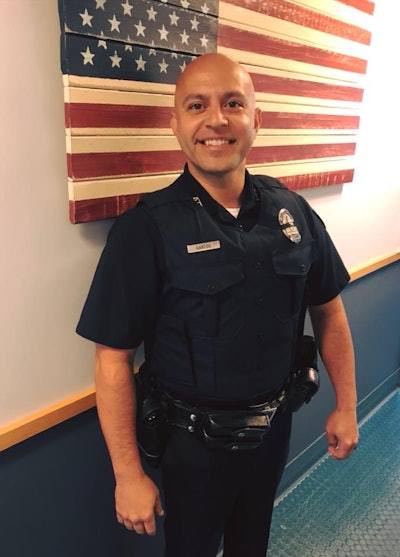 Officer Luis Santos with the Auburn (MA) Police Department has returned to duty, according to a post on the Auburn Police Association Facebook page. Image courtesy of Auburn PD / Facebook.
