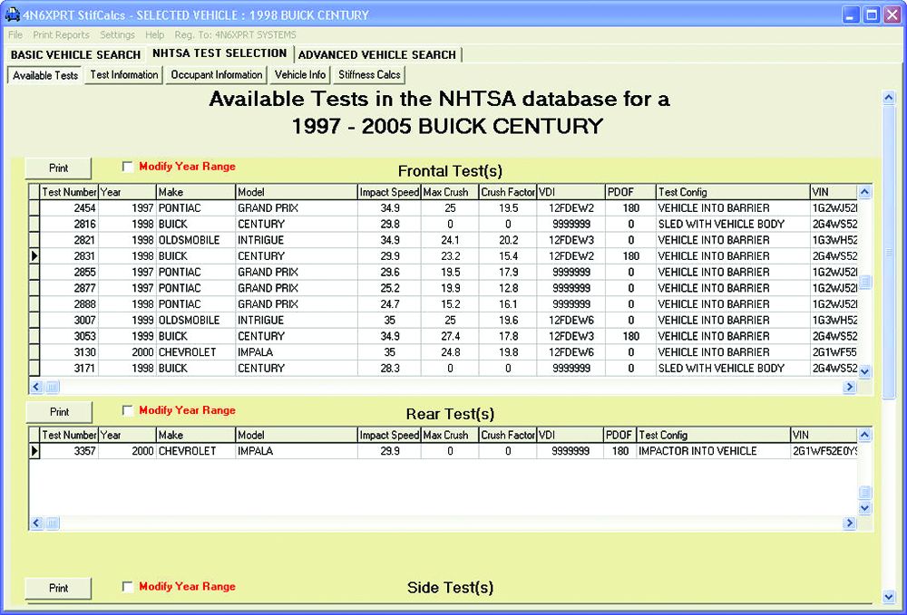 4N6XPRT StifCalcs puts the NHTSA Crash Test database on an officer's 32- or 64-bit MS-Windows computer so it's possible to research crush stiffness values for autos without access.(Photo: 4N6XPRT)