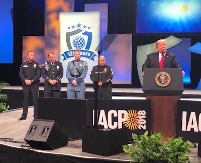 The four nominees for IACP/Target Officer of the Year were called to the stage Monday by President Trump. (Photo: IACP/Twitter)